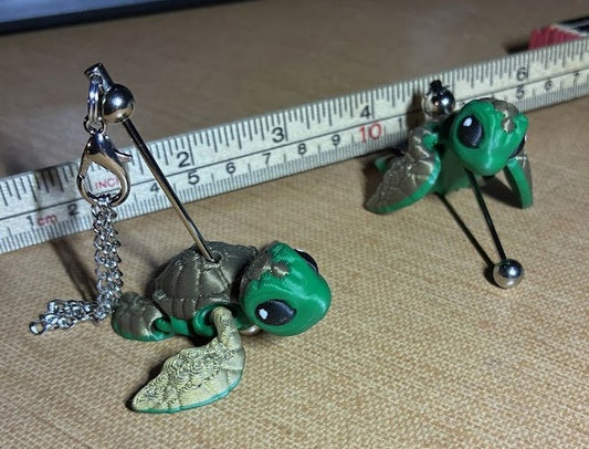 Hatchling Turtle Stanley Cup Charm – 3D Printed Tumbler Accessory | Articulated Baby Sea Turtle Charm