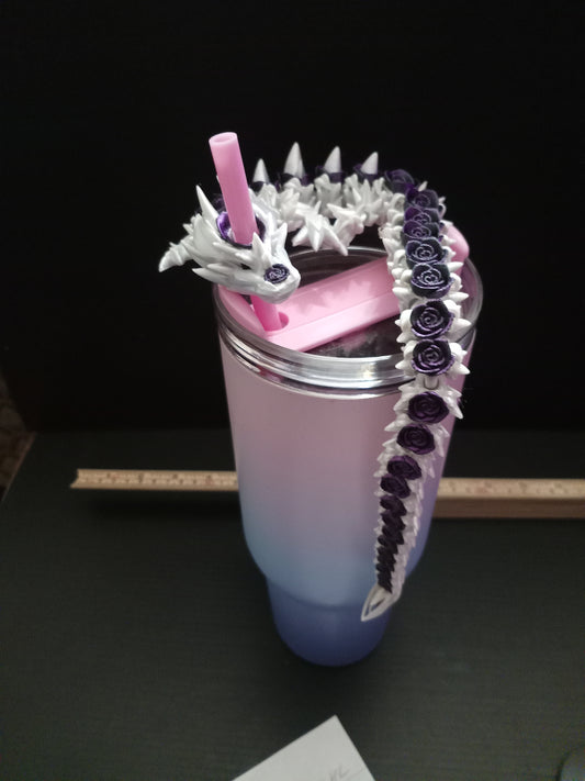 Rose Dragon Tumbler Straw Topper