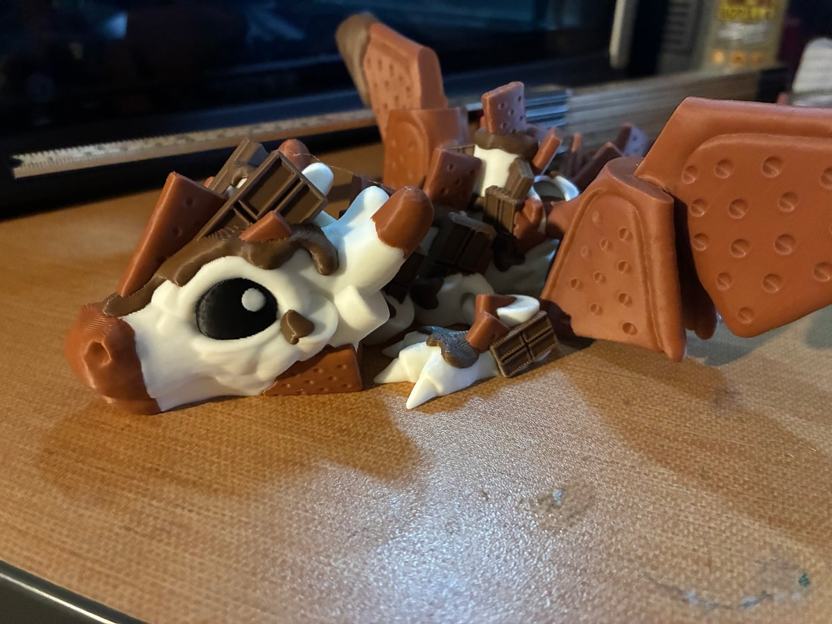 🍫 Large S’mores Dragon – Articulated – Toasted Graham