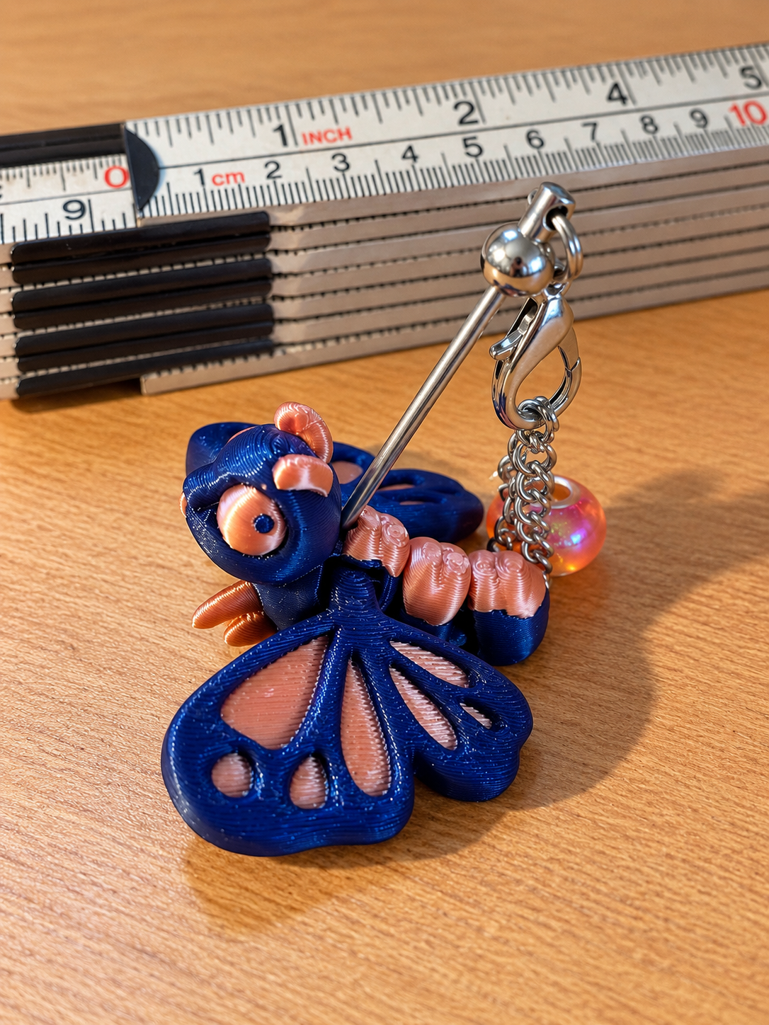 Cinderwing3D Butterfly Hatchling Stanley Cup / Keychain Charm – Navy & Peach