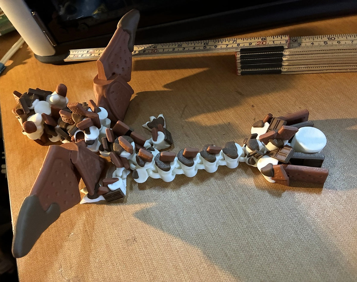 🍫 Large S’mores Dragon – Articulated – Toasted Graham