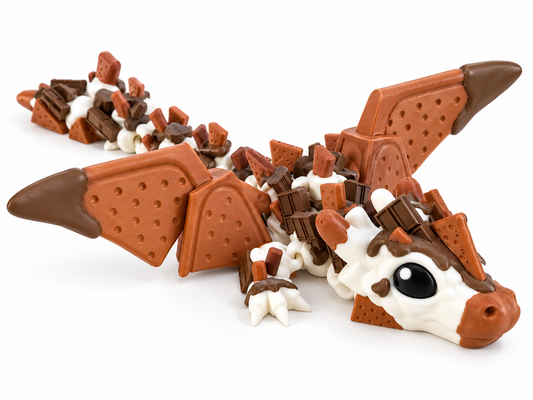 🍫 Large S’mores Dragon – Articulated – Toasted Graham