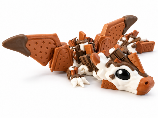 🍫 Large S’mores Dragon – Articulated – Toasted Graham