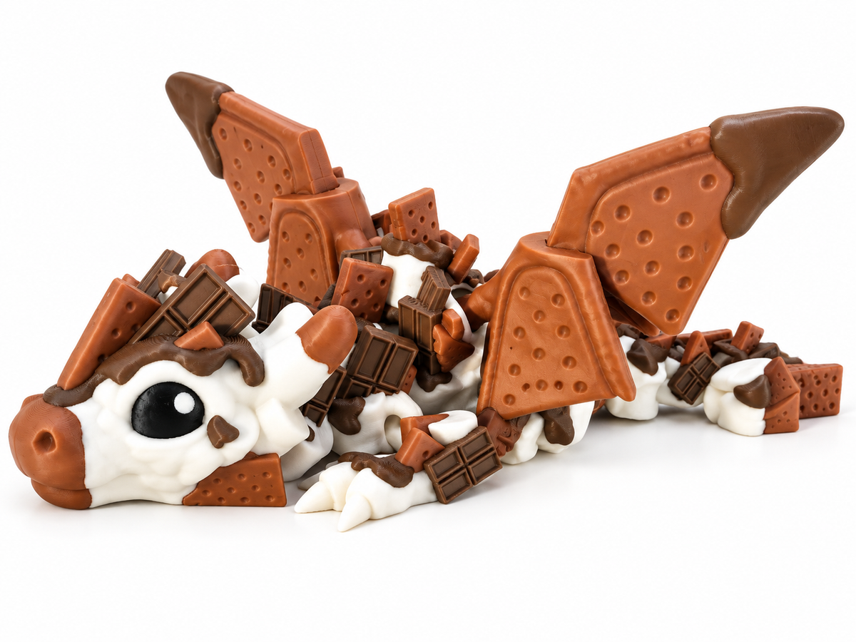 🍫 Large S’mores Dragon – Articulated – Toasted Graham
