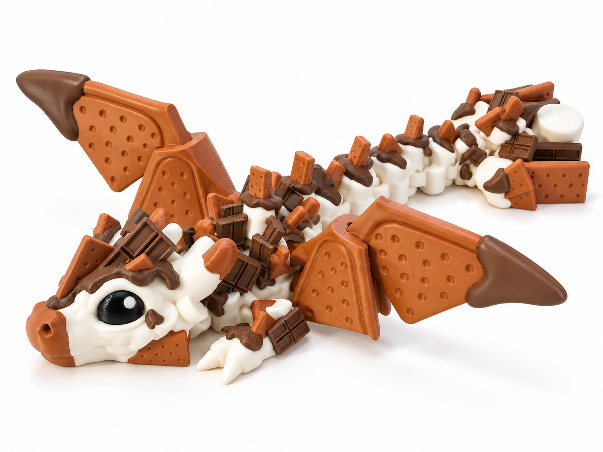 🍫 Large S’mores Dragon – Articulated – Toasted Graham