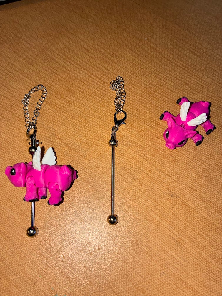 Flying Pig Stanley Cup Charm – Cute Tumbler Accessory | 3D Printed Pink Winged Pig
