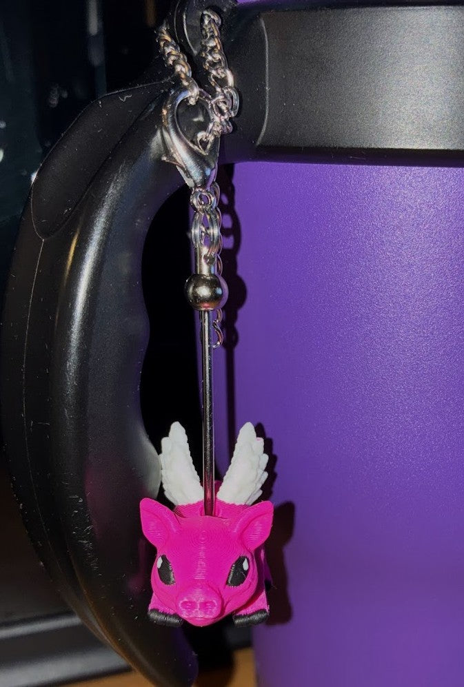 Flying Pig Stanley Cup Charm – Cute Tumbler Accessory | 3D Printed Pink Winged Pig