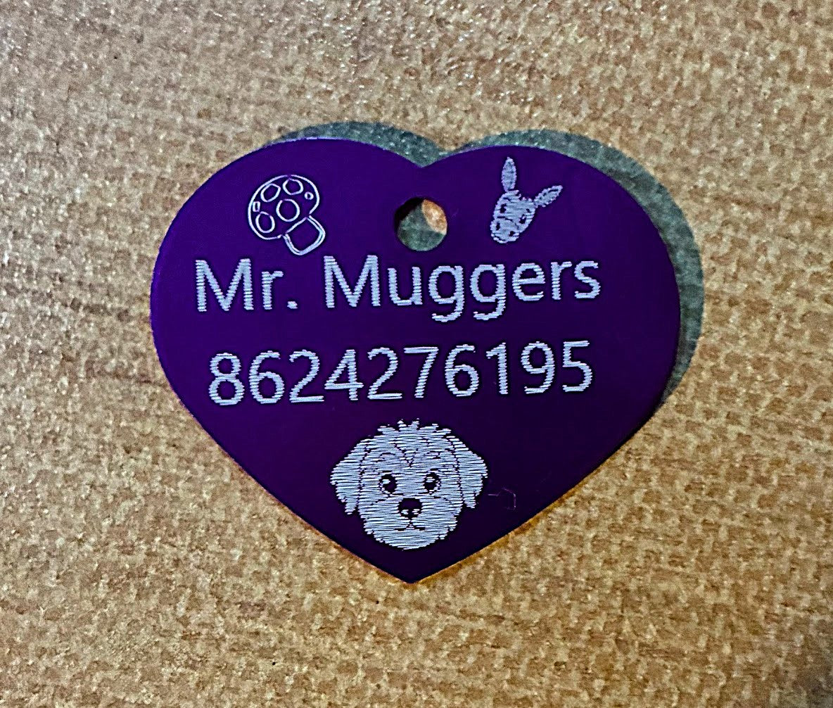 Personalized Heart Pet ID Tag – Custom Dog Tag with Name & Phone Number | Engraved Pet Tag