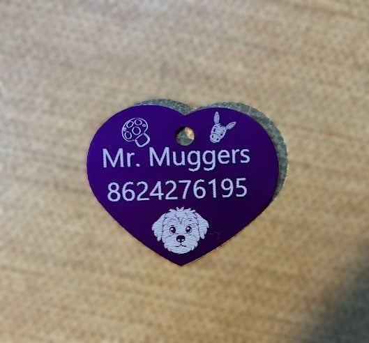 Personalized Heart Pet ID Tag – Custom Dog Tag with Name & Phone Number | Engraved Pet Tag