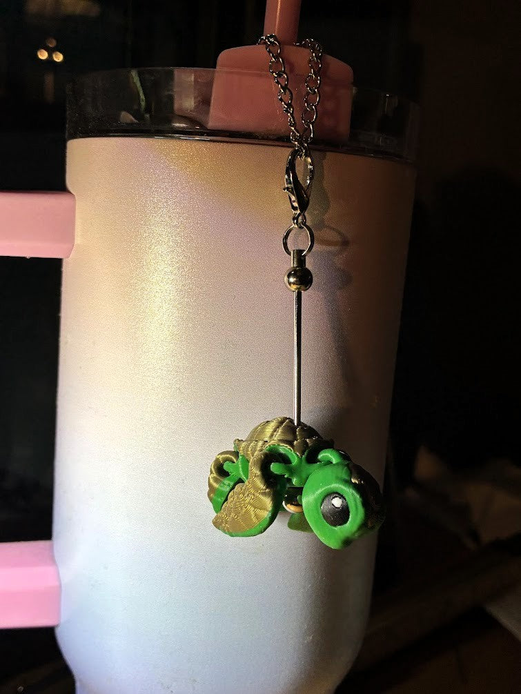 Hatchling Turtle Stanley Cup Charm – 3D Printed Tumbler Accessory | Articulated Baby Sea Turtle Charm