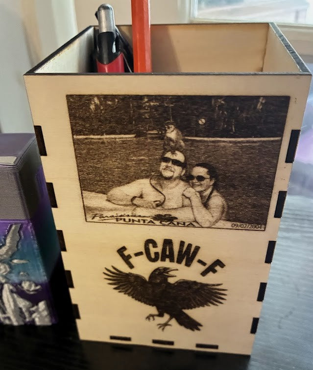 Personalized Laser Engraved Wooden Pencil Box – Custom Pet Portrait Storage Box | Personalized Desk Organizer