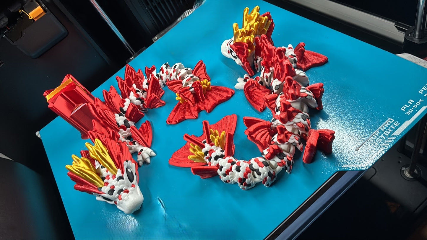 12-Inch Cinderwing3D Koi Fish Dragon – Large Articulated 3D Printed Fantasy Dragon
