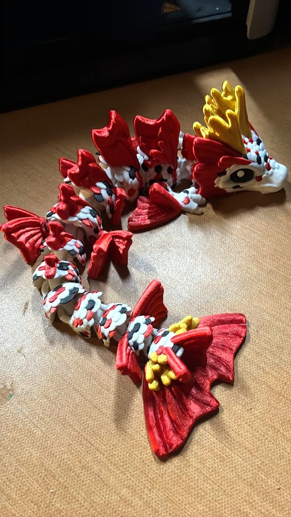 12-Inch Cinderwing3D Koi Fish Dragon – Large Articulated 3D Printed Fantasy Dragon