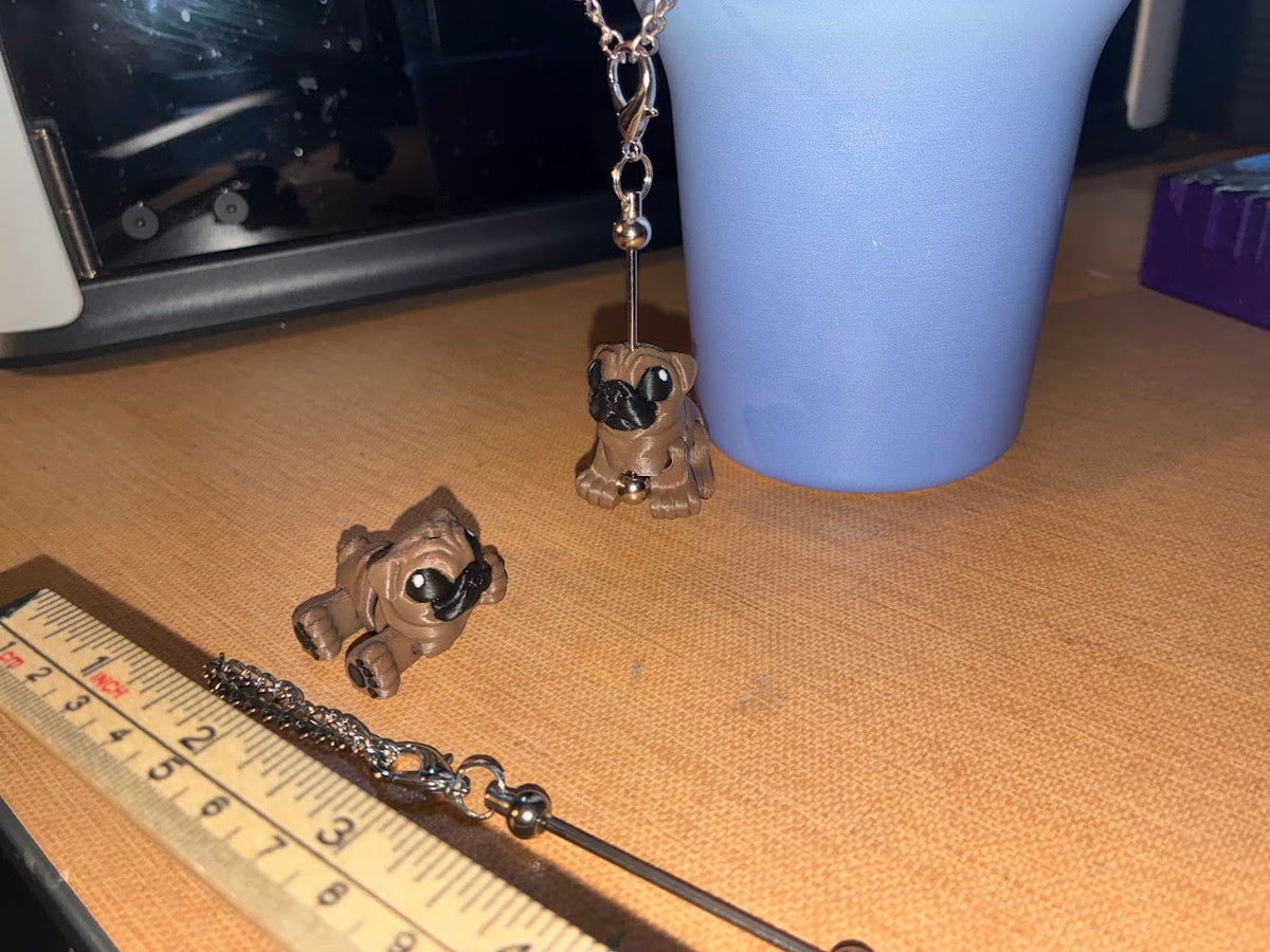Cinderwing3D Pug Keychain – Cute 3D Printed Pug Stanley Cup Charm