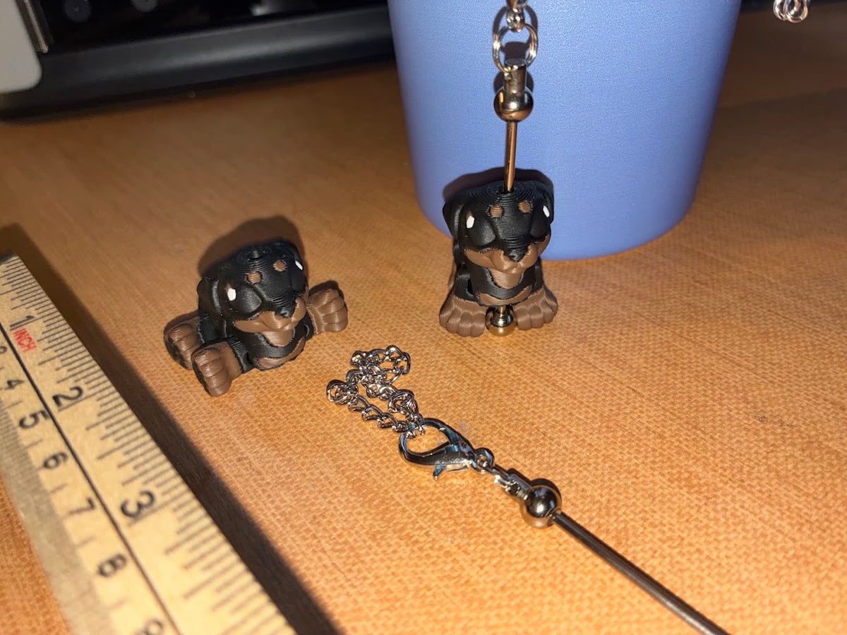 Cinderwing3D Rottweiler Keychain – Cute 3D Printed Rottie Stanley Cup Charm