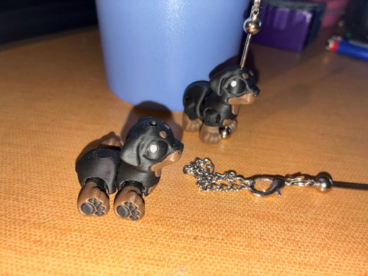 Cinderwing3D Rottweiler Keychain – Cute 3D Printed Rottie Stanley Cup Charm