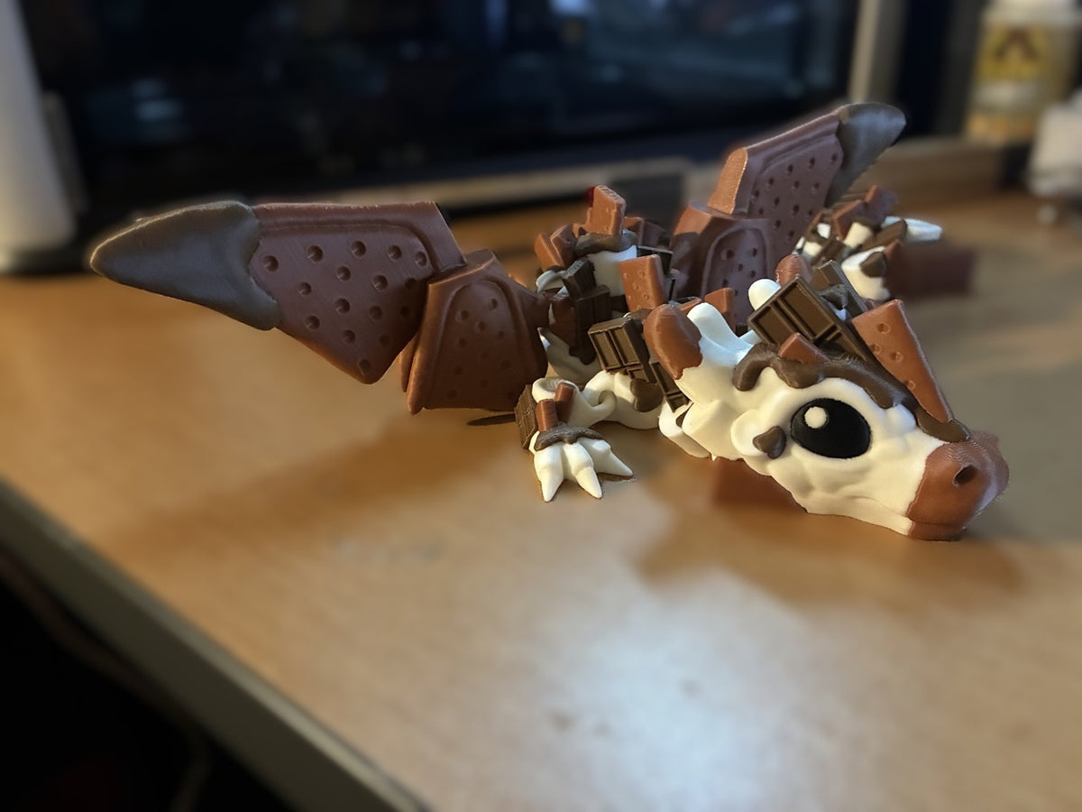 🍫 Large S’mores Dragon – Articulated – Toasted Graham