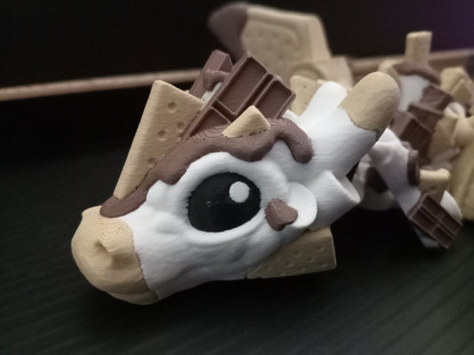 🍫 Large S’mores Dragon – Articulated 3D Printed Fantasy Collectible