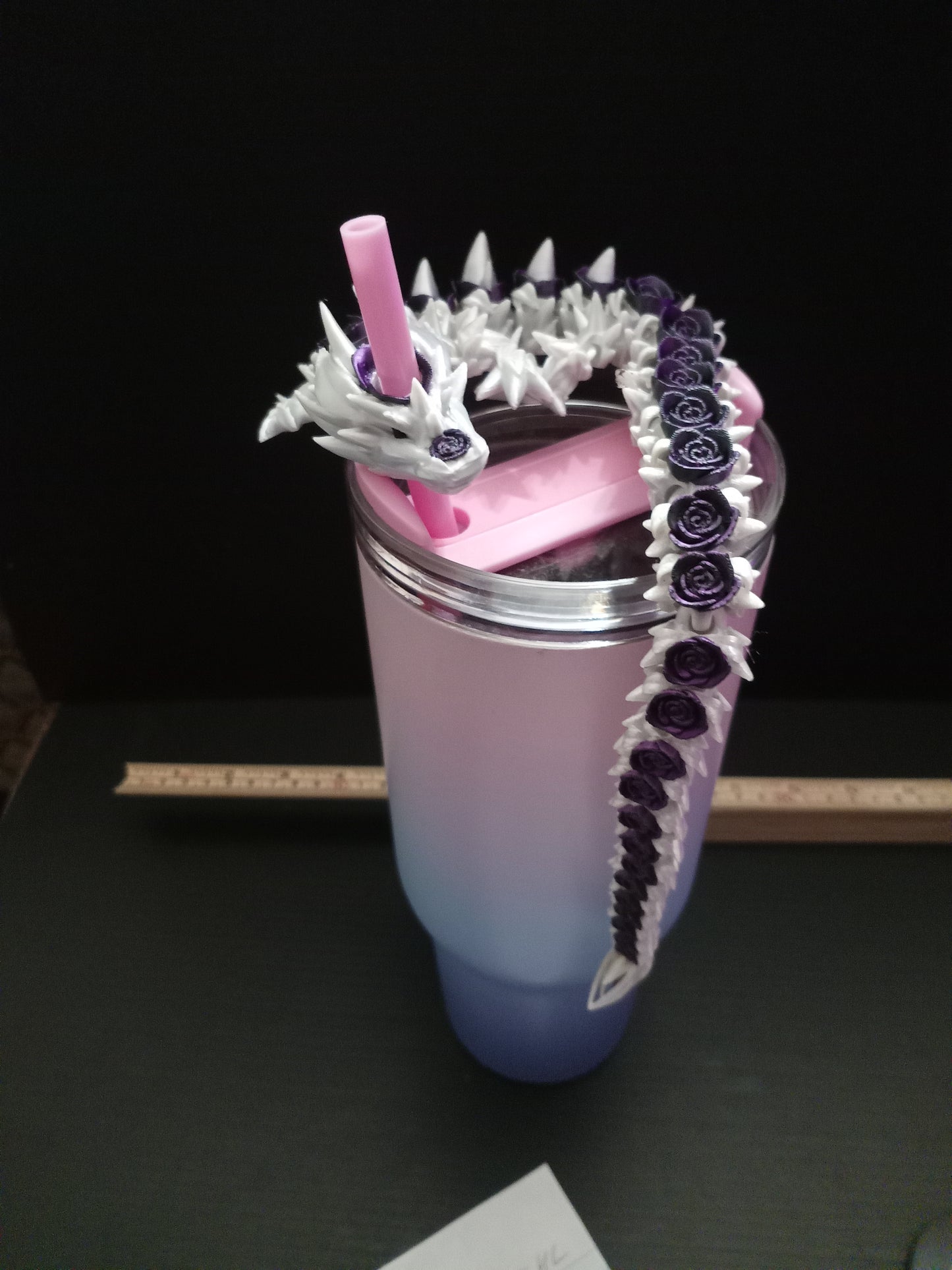Rose Dragon Tumbler Straw Topper