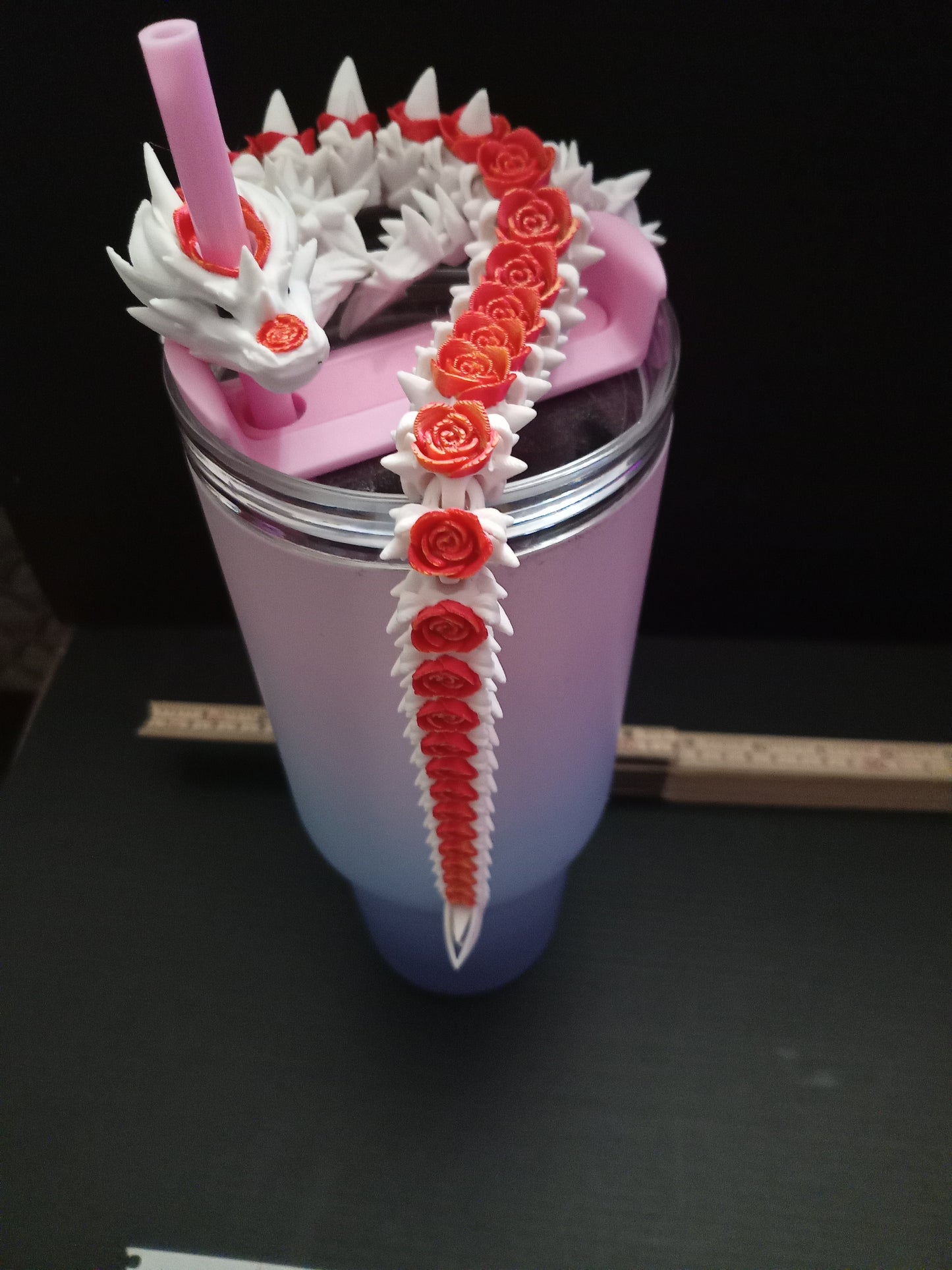 🐉 Cinderwing3D Dragon Tumbler Straw Topper – “Cinder Dragon”