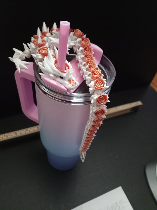 Rose Dragon Tumbler Straw Topper: