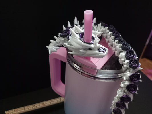 Rose Dragon Tumbler Straw Topper