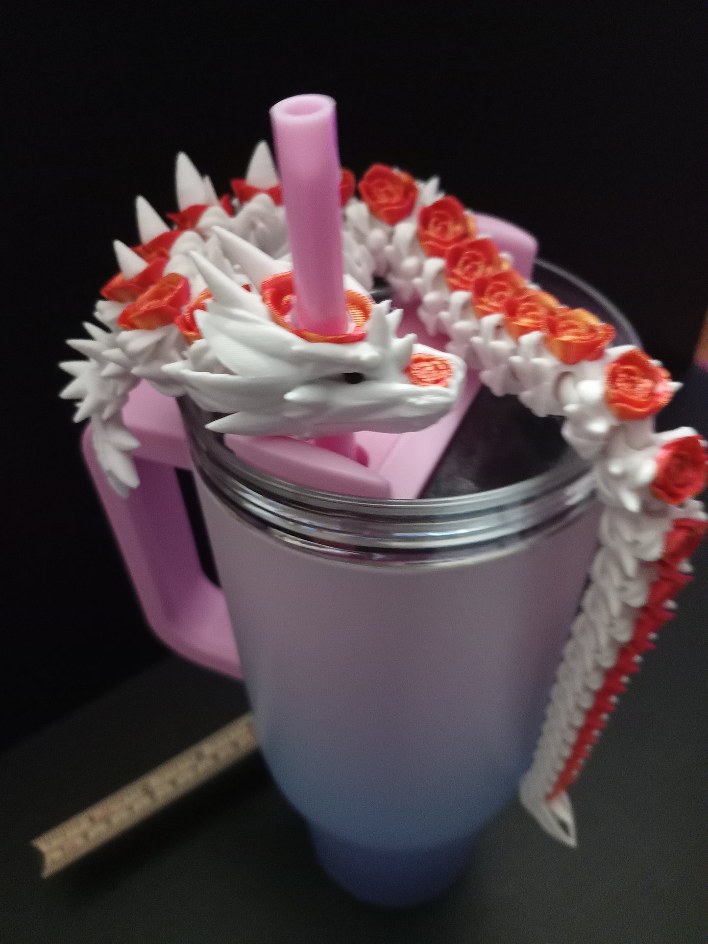 🐉 Cinderwing3D Dragon Tumbler Straw Topper – “Cinder Dragon”